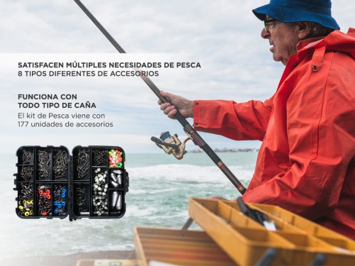 Kit Accesorios De Pesca Gadnic 177 Unidades Anzuelos