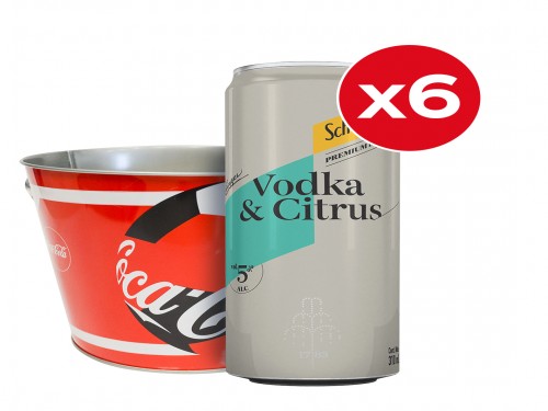 Hielera Coca-Cola + Schweppes Vodka Citrus 310ml x6