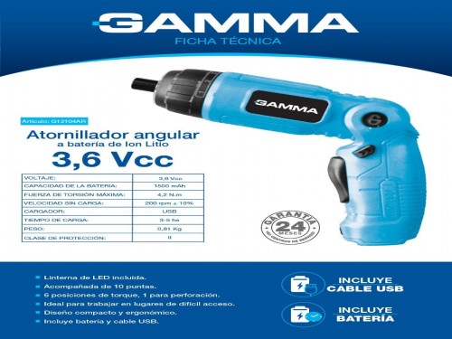 Destornillador Gamma 3.6V G12104AR