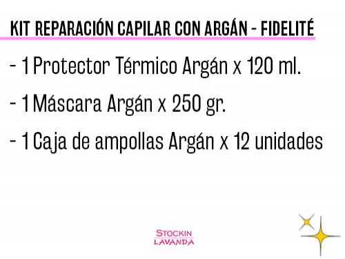 AMPOLLAS ARGÁN + MASCARA ARGÁN + PROTECTOR TERMICO ARGÁN - FIDELITÉ