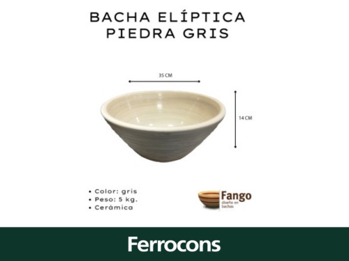 BACHA ELIPTICA PIEDRA GRIS 35 X 14 CM - FANGO