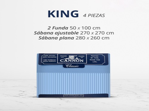 Juego Sabanas King Size 200 Hilos Algodon Peinado Cannon Original