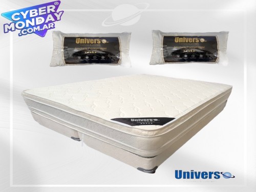 Conjunto Inner Pillow Resortes Universo Queen 160x200 más Almohadas
