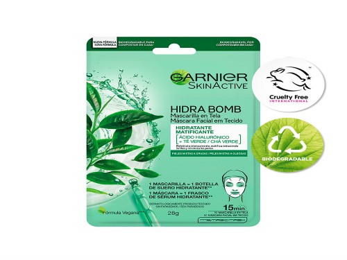 Mascarilla en tela Té Verde Biodegradable Garnier Skin Active 2x1