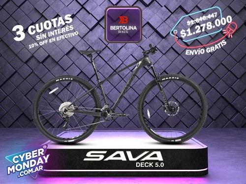 Bicicleta carbono SAVA DECK 5.0 Rodado 29 Deore 2x11 Suspension Aire