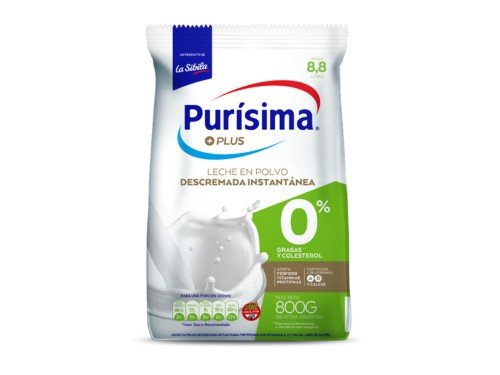 Leche en Polvo Purísima Descremada Plus 800g x 12 unidades