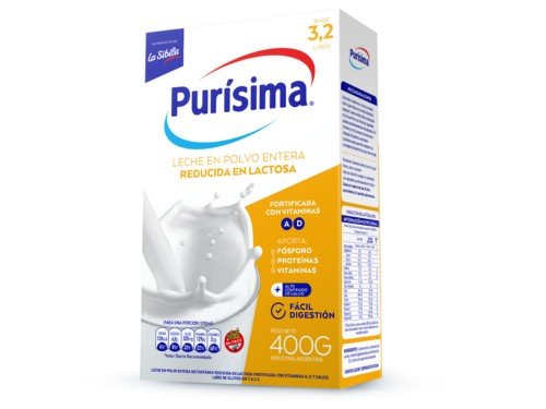 Leche en Polvo Purísima Reducida en Lactosa 400g x 12 unidades