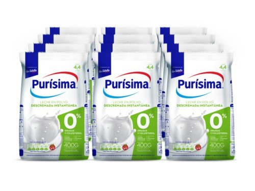 Leche en Polvo Purísima Descremada 400g Pouch x 12 unidades