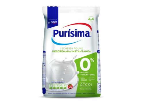 Leche en Polvo Purísima Descremada 400g Pouch x 12 unidades