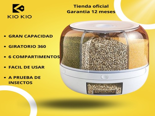 Dispenser Giratorio Almacenamiento 6 Rejillas Arroz Granos Legumbres