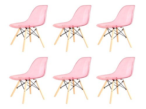 Silla Eames Transparente Rosa x6