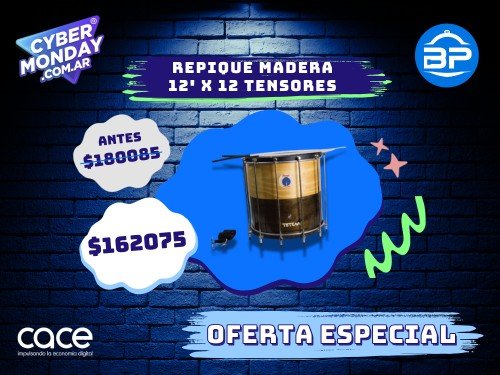 Repique 12' en Madera x 12 tensores | completo | Boedo Percusion