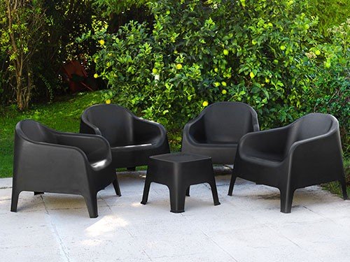 SET 4 SILLONES SKARPO MAS MESA SUNSET NEGRO