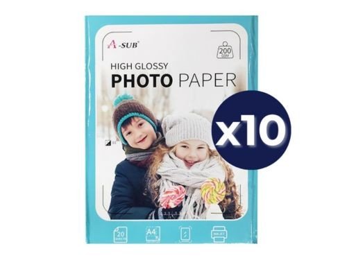 PAPEL FOTOGRAFICO A-SUB A4 GLOSSY 200grs.x 200 unid.