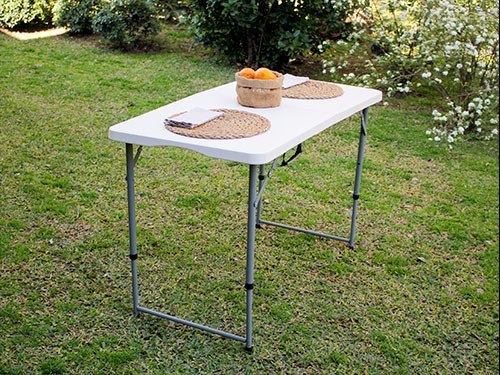 MESA PICNIC PLEGABLE 1.20 BLANCA ALTURA REGULABLE