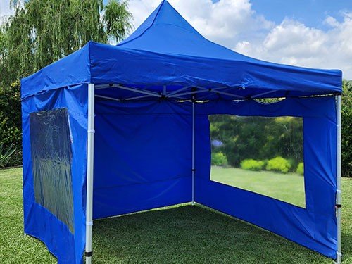 GAZEBO PLEGABLE IMPERMEABLE DE ALUMINIO 3X3 MTS AZUL