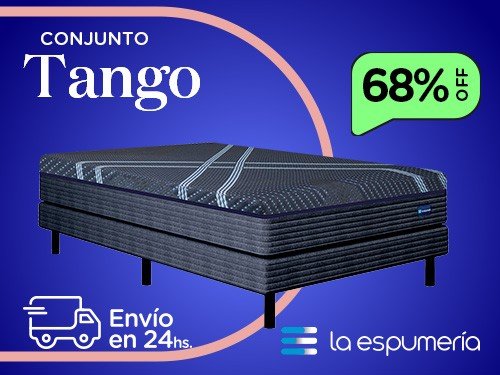 Sommier y Colchón Tango Black 2 Plazas (140x190 cm) de Espuma