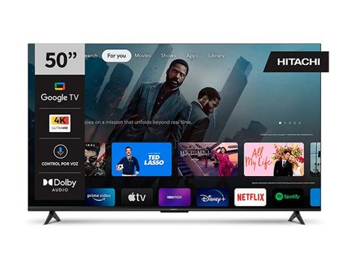 Smart Tv 50" 4K Google Tv Bluetooth Control de Voz Hitachi