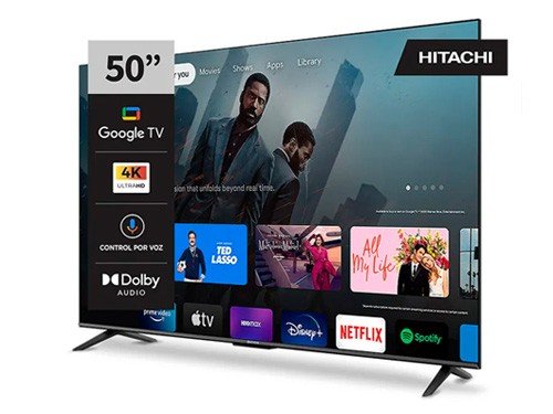 Smart Tv 50" 4K Google Tv Bluetooth Control de Voz Hitachi