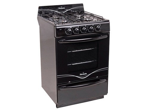 Cocina Negra 56cm Multigas 4 Hornallas Fácil limpieza Florencia