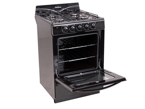 Cocina Negra 56cm Multigas 4 Hornallas Fácil limpieza Florencia