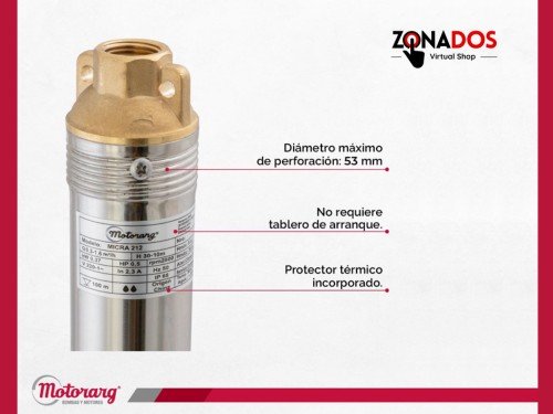 Bomba Sumergible Motorarg para Perforación de 2" Pozo Riego Elevación