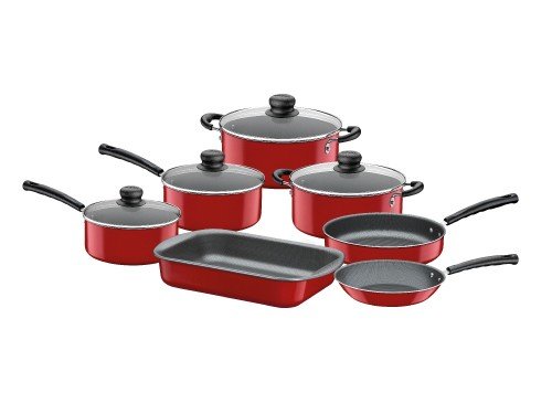 Batería cocina aluminio antiadherente rojo 7 pzas Tramontina