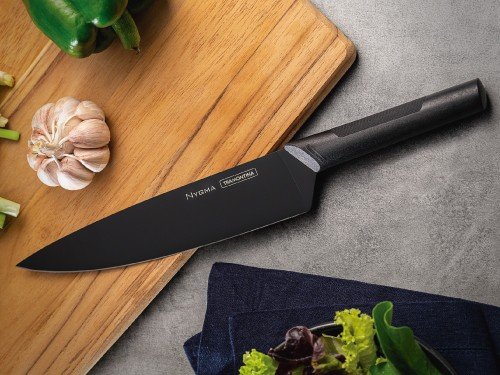 Cuchillo chef acero inox mango polipropileno negro 8" Tramontina