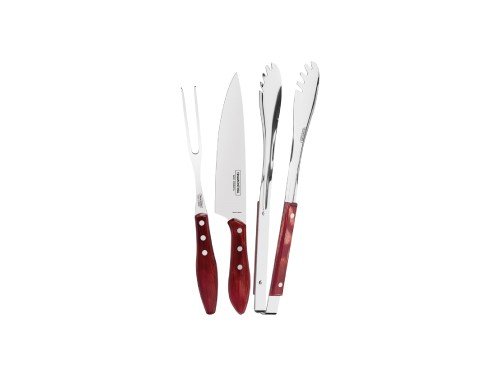 Juego para Asado de Acero inox con Mango Rojo 3 Pzas Tramontina