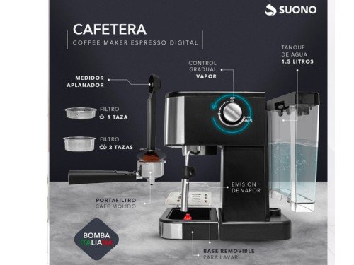 Cafetera Expresso Digital Suono Automática 1.5 L Acero Inoxidable