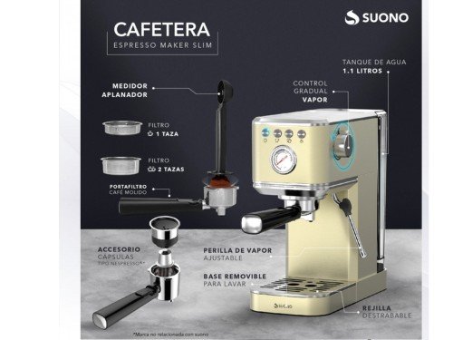 Cafetera Expresso Slim 20 Bar 1350w 1.1L Capsula Vaporizador De Leche