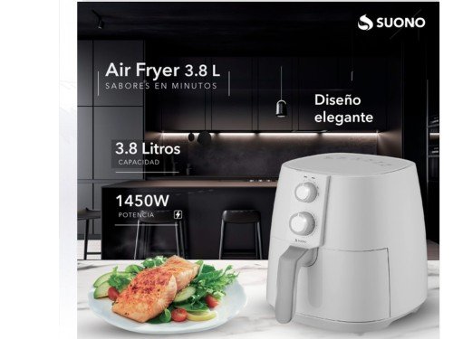 Freidora De Aire Sin Aceite Suono Air Fryer Mecánico 3.8 L 1450W