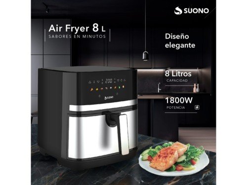 Freidora De Aire Antiadherente Suono Air Fryer Digital 8L 1800W