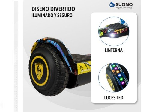 Patineta Scooter Eléctrica Luz Led Parlante Hoverboard Suono Snve-1000