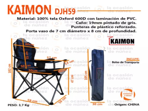 Sillon Director Plegable Kaimon hasta 130kg Playa Reposera Camping