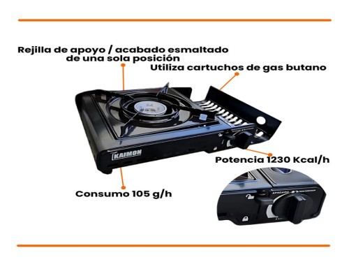 Anafe Camping Kaimon 1 Hornalla Cocina Portatil para Gas Butano