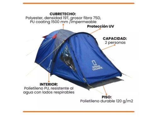 Carpa 2 Personas Iglu Toronto 2 National Geographic Camping PU1500mm