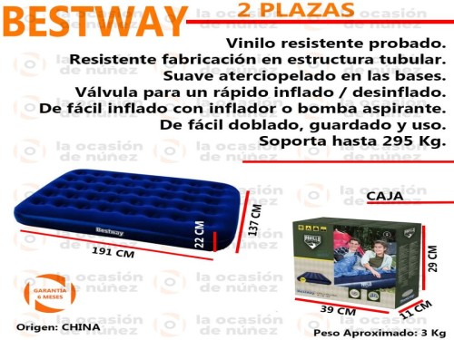 Colchon Inflable 2 Plaza + Inflador Camping Carpa Cama Doble