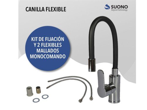 Canilla Grifería De Cocina Monocomando Flexible Cromo