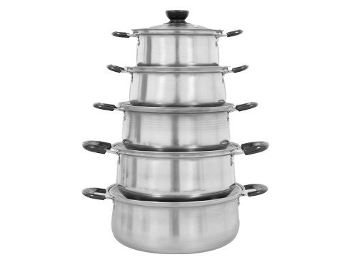 Juego Ollas Bateria Set Cacerola Tapa Vidrio Acero 5 Piezas Cocina