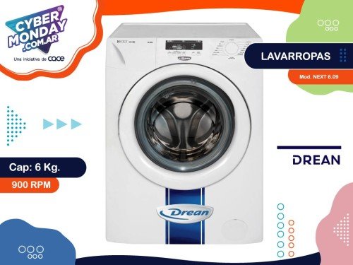 Lavarropas Mod. Next 6.09, Cap. 6 Kg, 900 RPM, 29 Programas, Drean