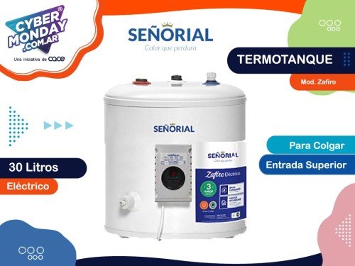 Termotanque Mod. Zafiro, eléctrico, Cap. 30 lts, col. e/ sup. Señorial