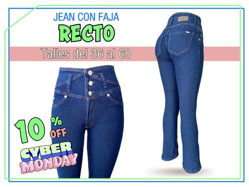 JEAN CON FAJA TIRO BIEN ALTO RECTO