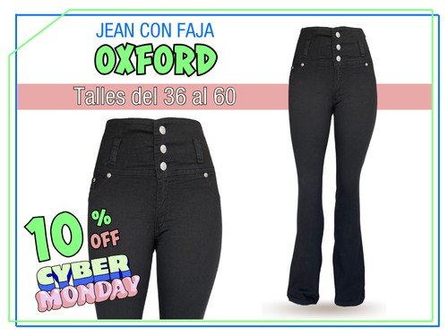 JEAN CON FAJA REDUCTORA TIRO BIEN ALTO OXFORD