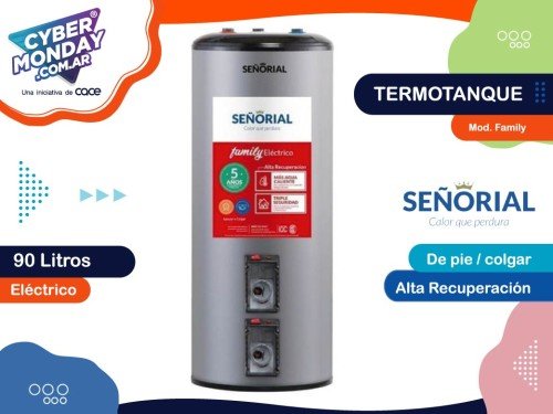 Termotanque Mod. Family, Cap. 90 Lts, Eléctrico, pie/col Señorial