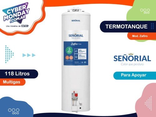 Termotanque Multigas, Mod. Zafiro 120, Cap.118 Lts, apoyar, Señorial