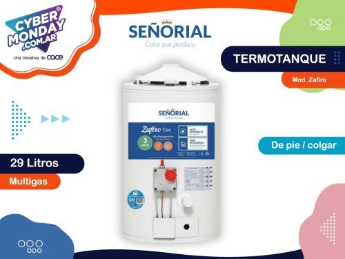 Termotanque Multigas Mod. Zafiro 30, Cap. 29lts pie/col Señorial