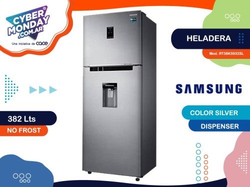 Heladera Mod.RT38K5932SL, Silver, No Frost, 382lts, Dispenser, Samsung