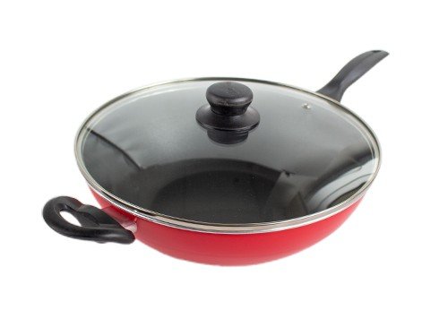 Set Batería Teflón 4 Piezas Rojo Aluminio Cocina Wok Olla Completo