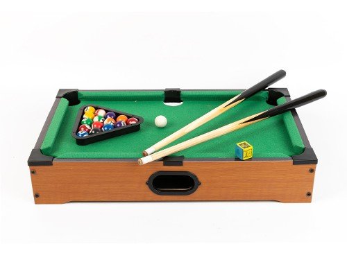 Mini Pool De Mesa Con Base De Madera Familiar Juego Diversión Niños